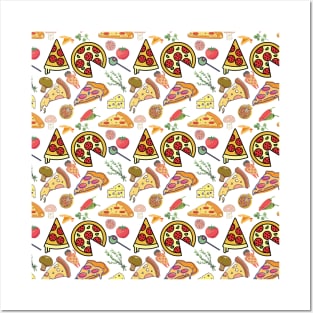 Cute Pizza Pattern Posters and Art